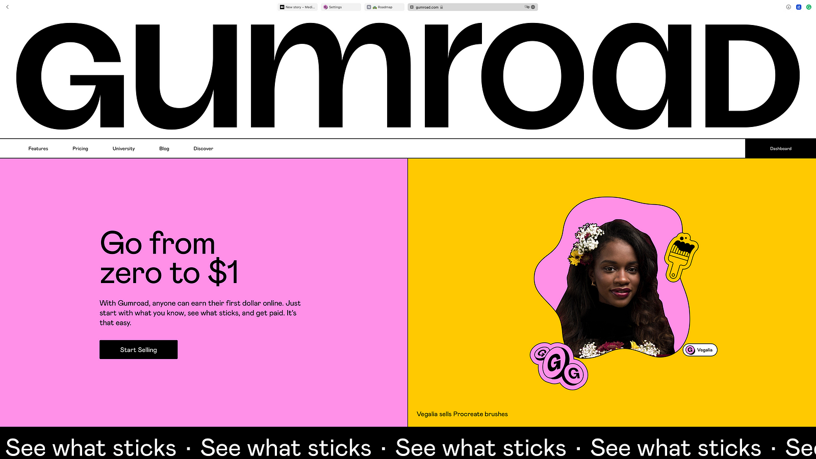 Gumroad website screenshot
